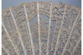 Flowers lace, fan circa 1880