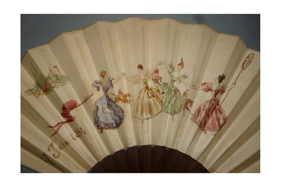 Horse racing, fan by Faucon, 1894