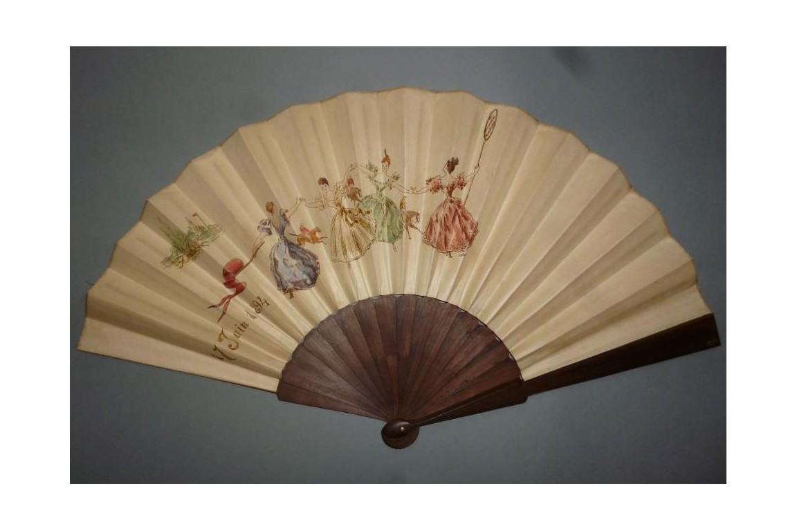 Horse racing, fan by Faucon, 1894