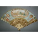 Souvenir of Bergamo with hot air balloon, fan circa 1900-1910