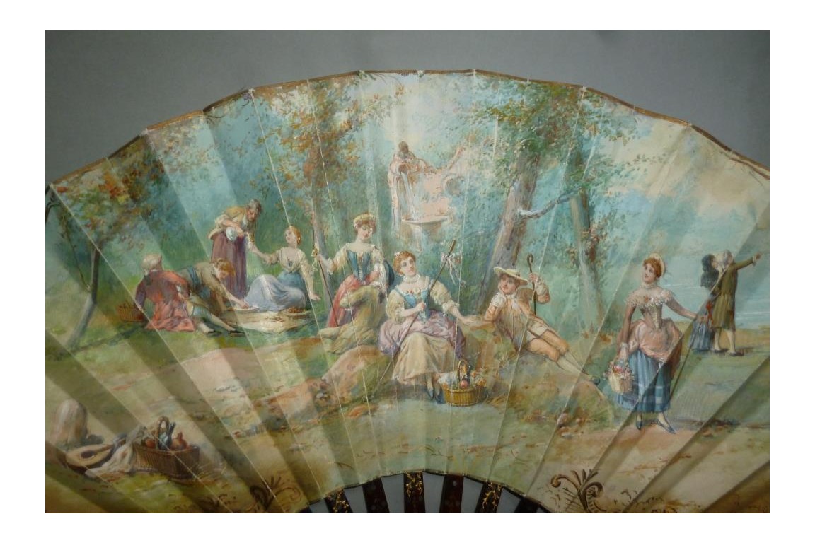 Country lunch, early 20th century fan