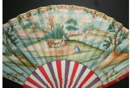 Cart and skittles, fan circa 1730-40