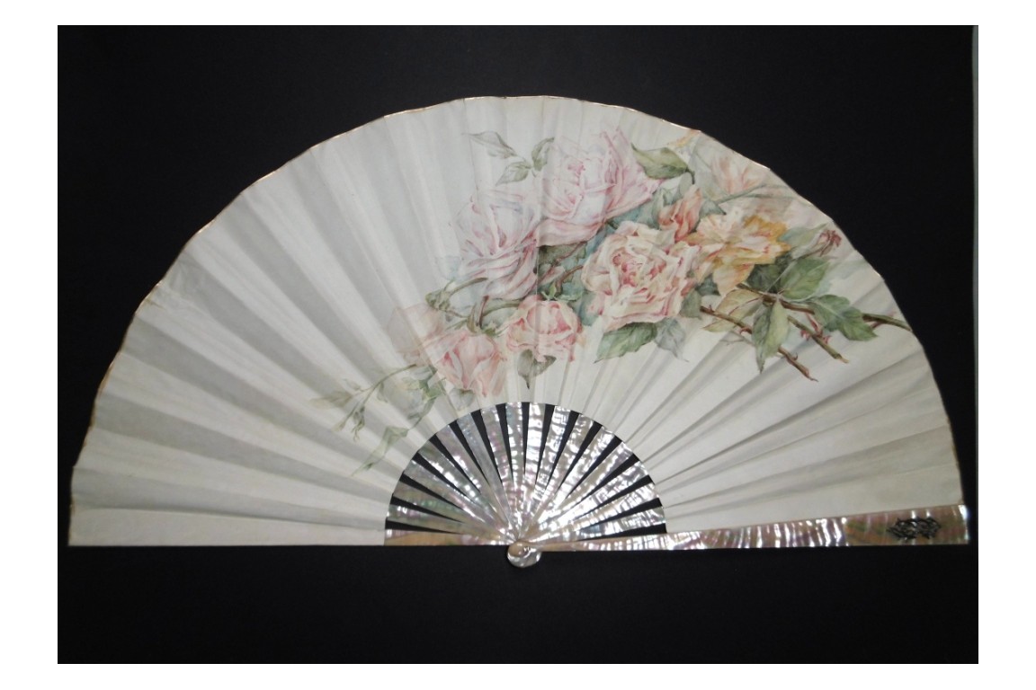 Roses, fan circa 1880-1890