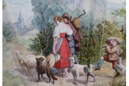 L'amour pendant la transhumance, éventail de Jeanne Lefrançois 1879