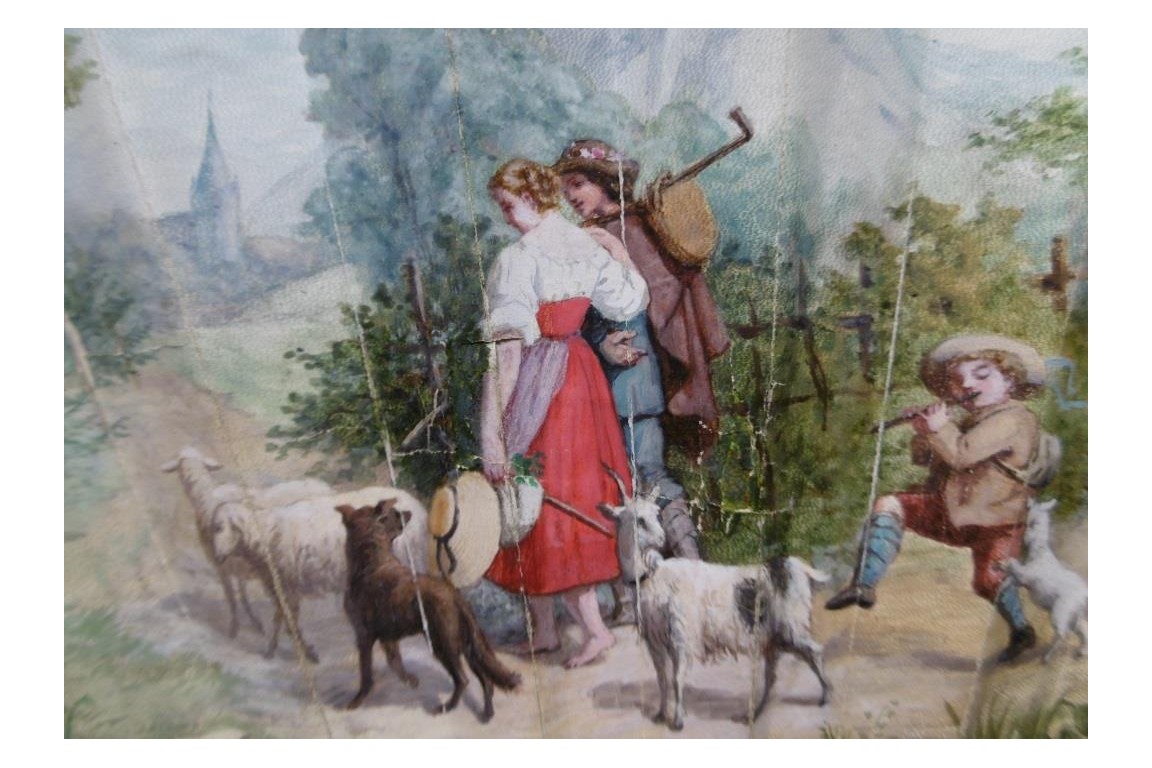 L'amour pendant la transhumance, éventail de Jeanne Lefrançois 1879