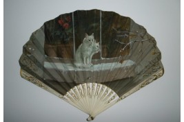 Christmas cats, fan by Van Gaden and Duvelleroy circa 1900