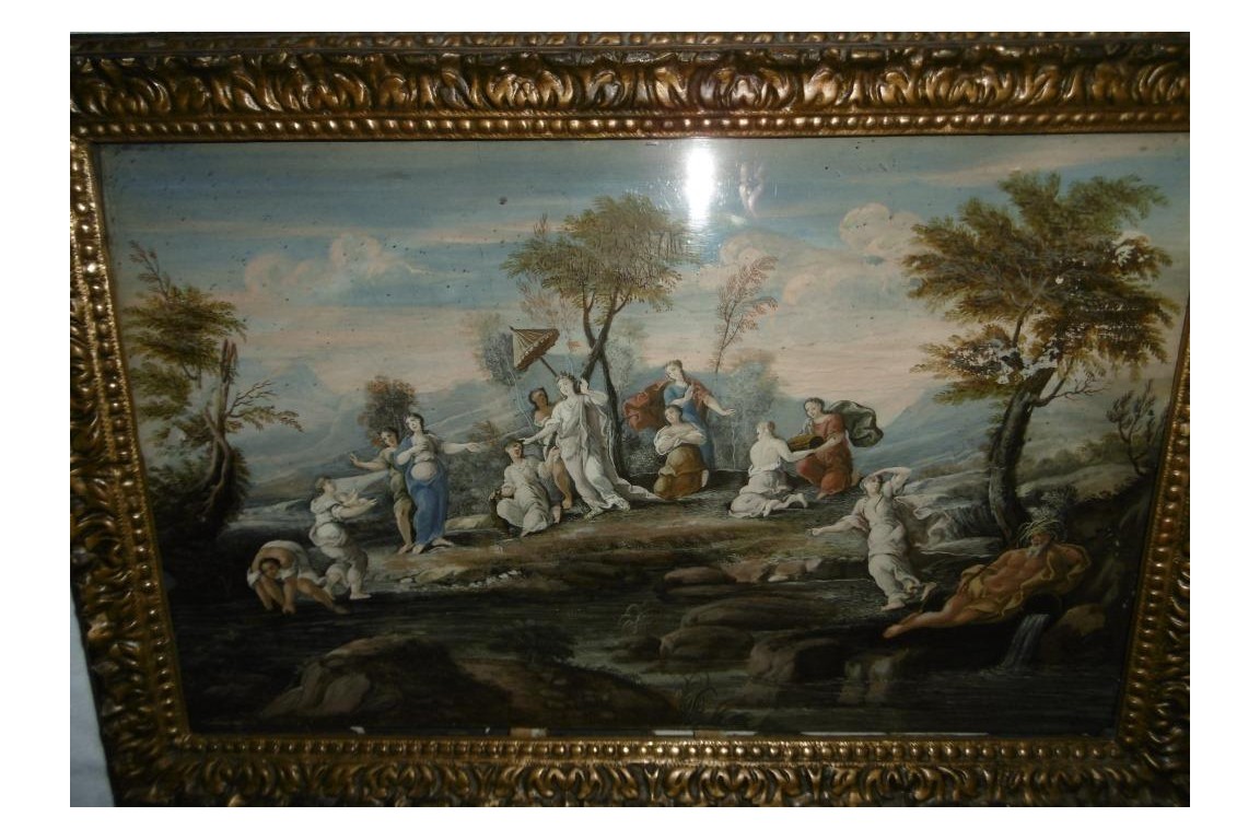 The Finding of Moses, fan leaf, late 17th ealy 18th century