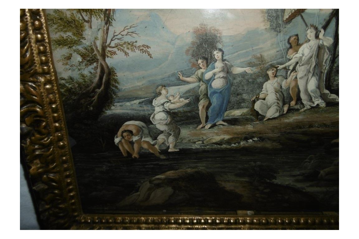 The Finding of Moses, fan leaf, late 17th ealy 18th century