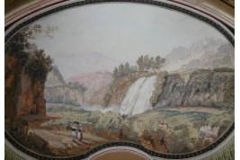 The waterfall of Tivoli, fan leaf circa 1800