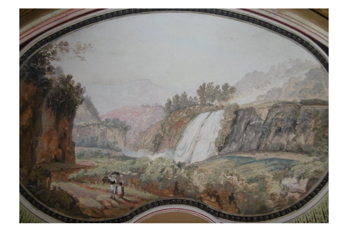 The waterfall of Tivoli, fan leaf circa 1800