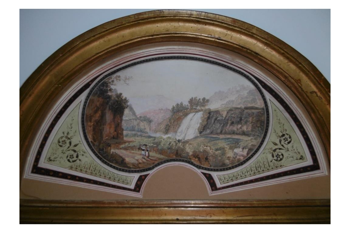 The waterfall of Tivoli, fan leaf circa 1800