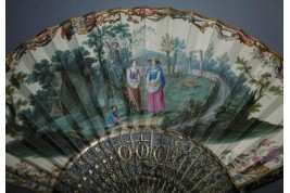 Harvest of mirabelle plums, fan circa 1760