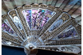 Nymphes of flowers, fan by Neiter, late 19th century