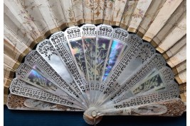 Nymphes of flowers, fan by Neiter, late 19th century