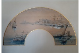 Venise, feuille d'éventail d'Édouard Riou, vers 1866