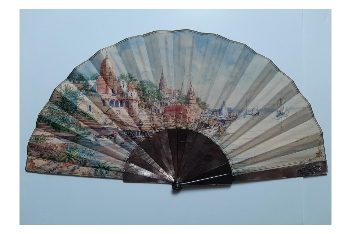 Angkor, fan by Berthaut and Duvelleroy, 1892