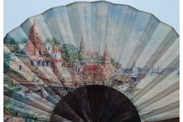 Angkor, fan by Berthaut and Duvelleroy, 1892