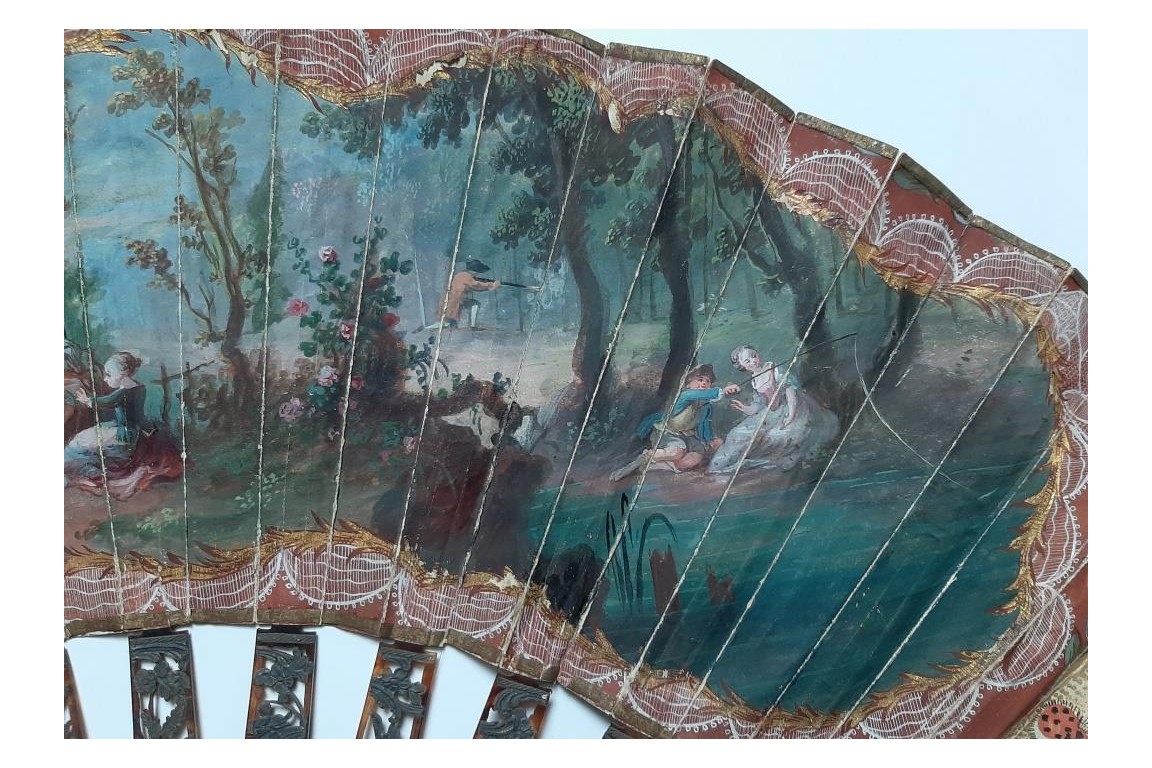 Map, music... Chinese and Natives, fan circa 1770