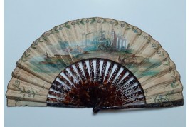 Map, music... Chinese and Natives, fan circa 1770