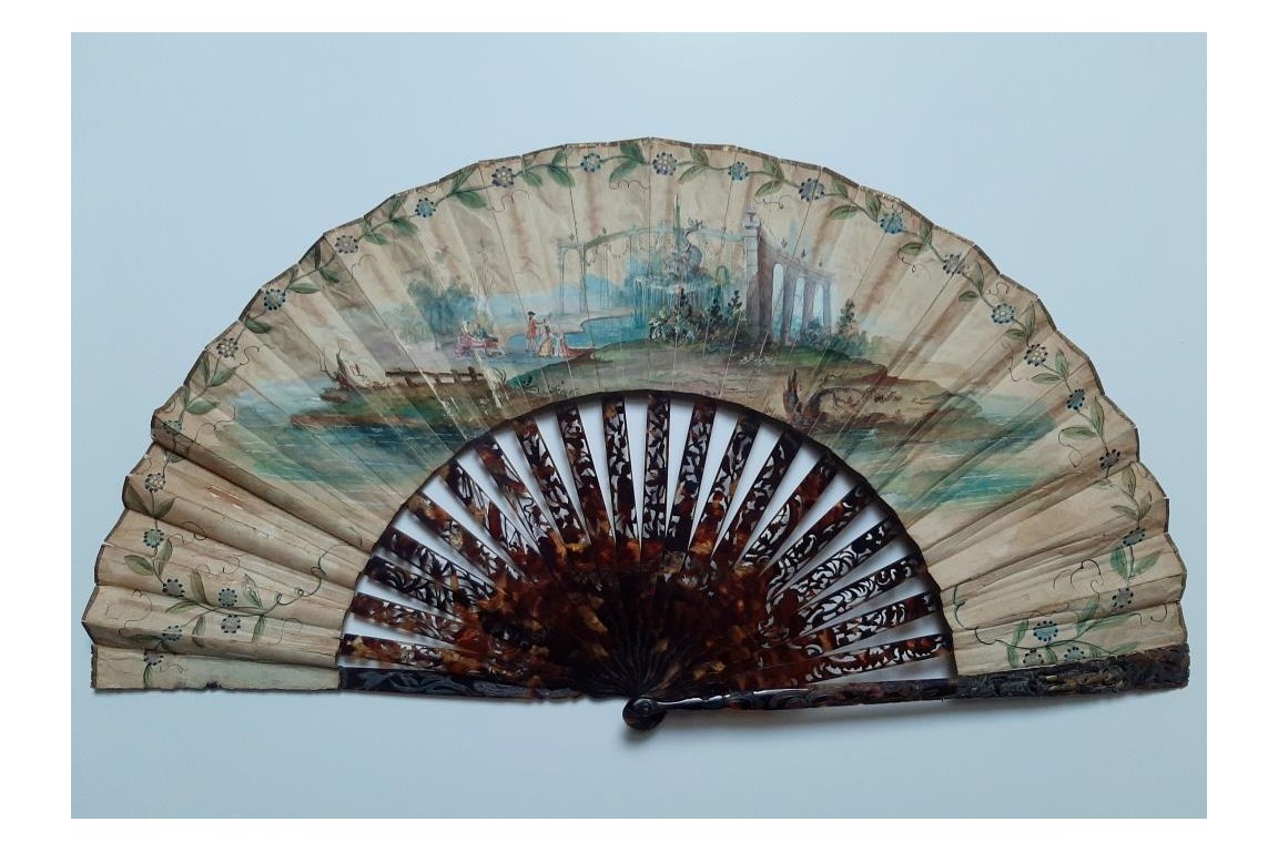 Map, music... Chinese and Natives, fan circa 1770