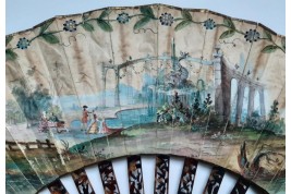 Map, music... Chinese and Natives, fan circa 1770