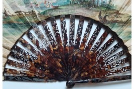 Map, music... Chinese and Natives, fan circa 1770