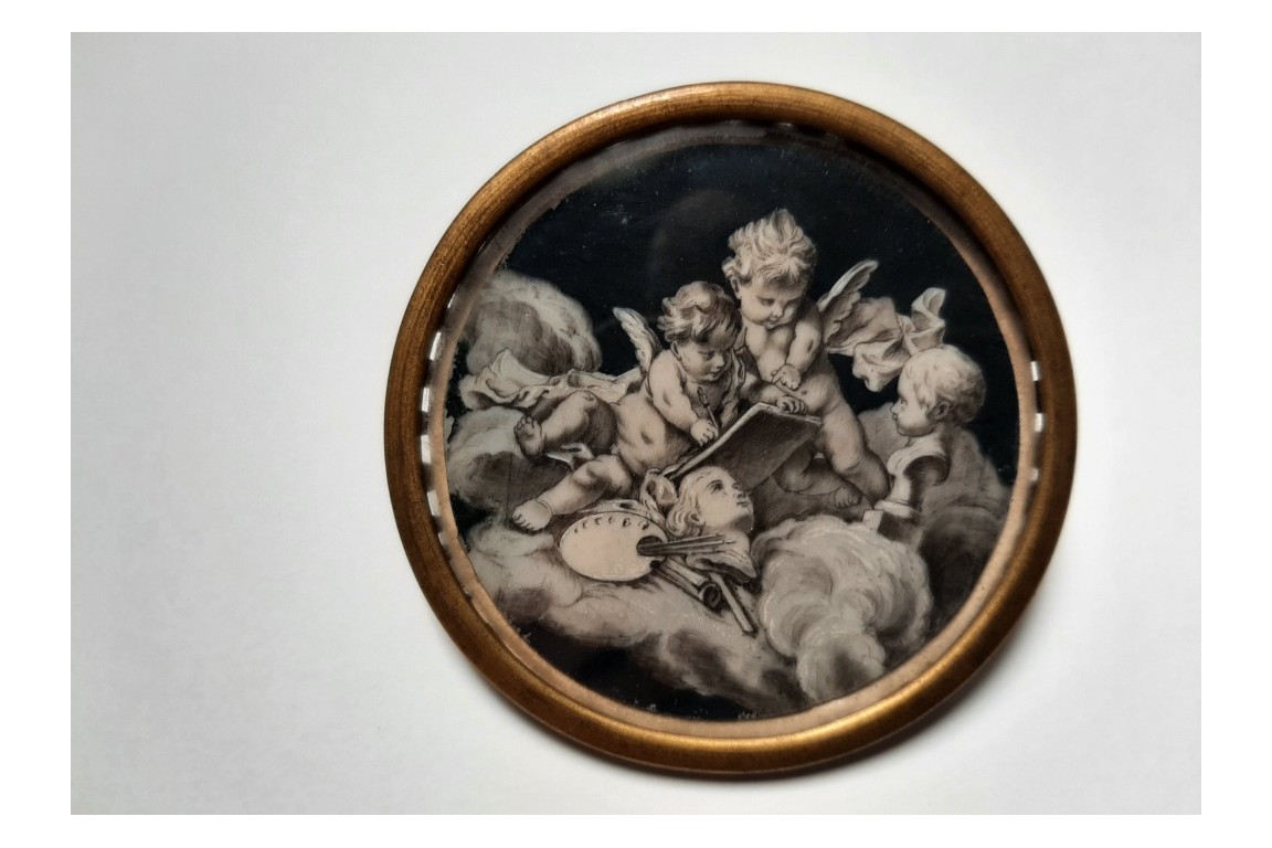 Putti painting, 18th century miniature