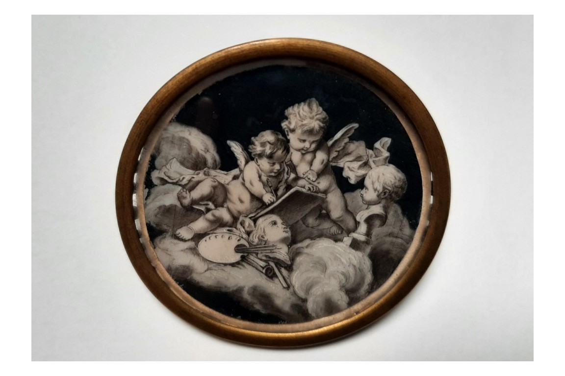 Putti painting, 18th century miniature