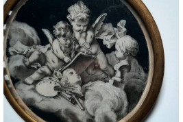 Putti painting, 18th century miniature