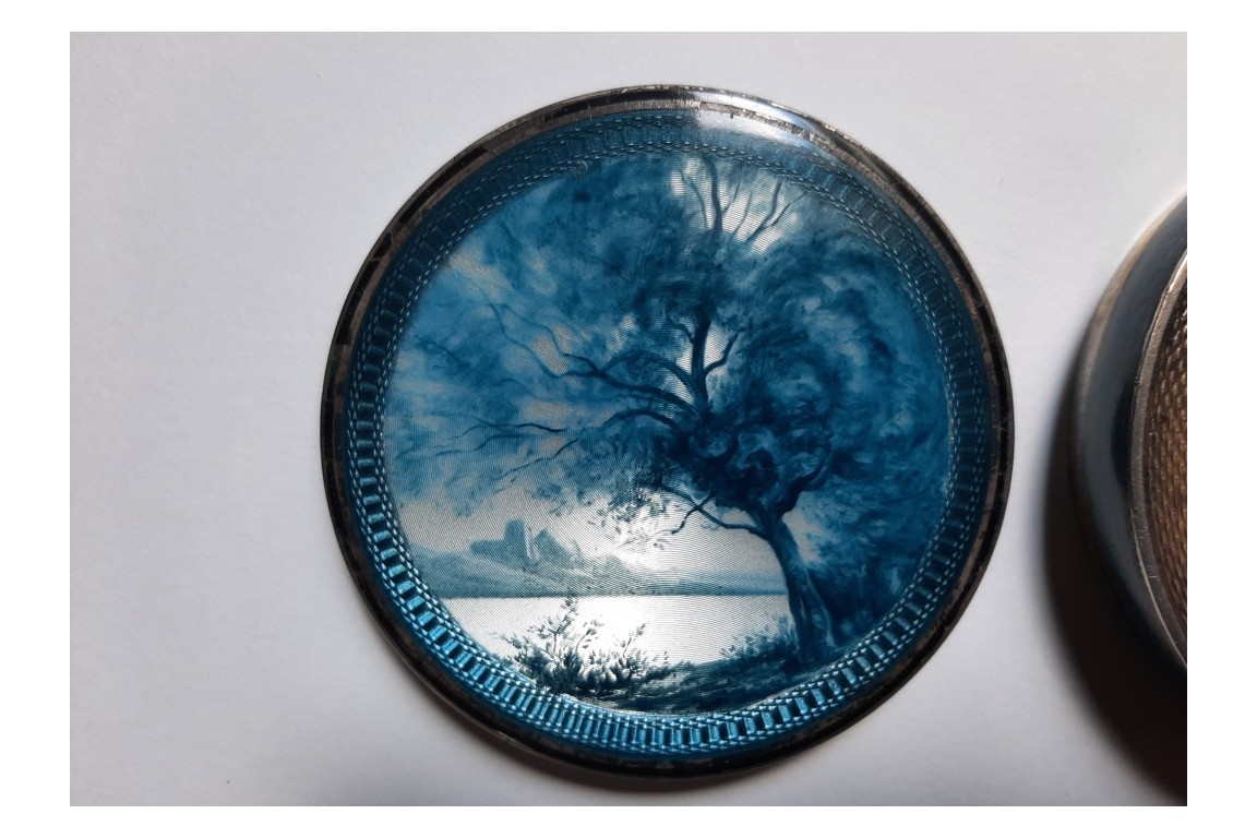 Blue landscape, enamelled box circa 1900