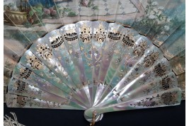 Love for tea time, fan by Galichet and Geslin, late 19th