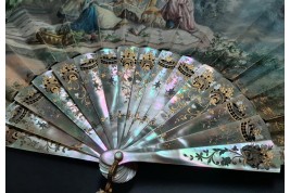 Love for tea time, fan by Galichet and Geslin, late 19th