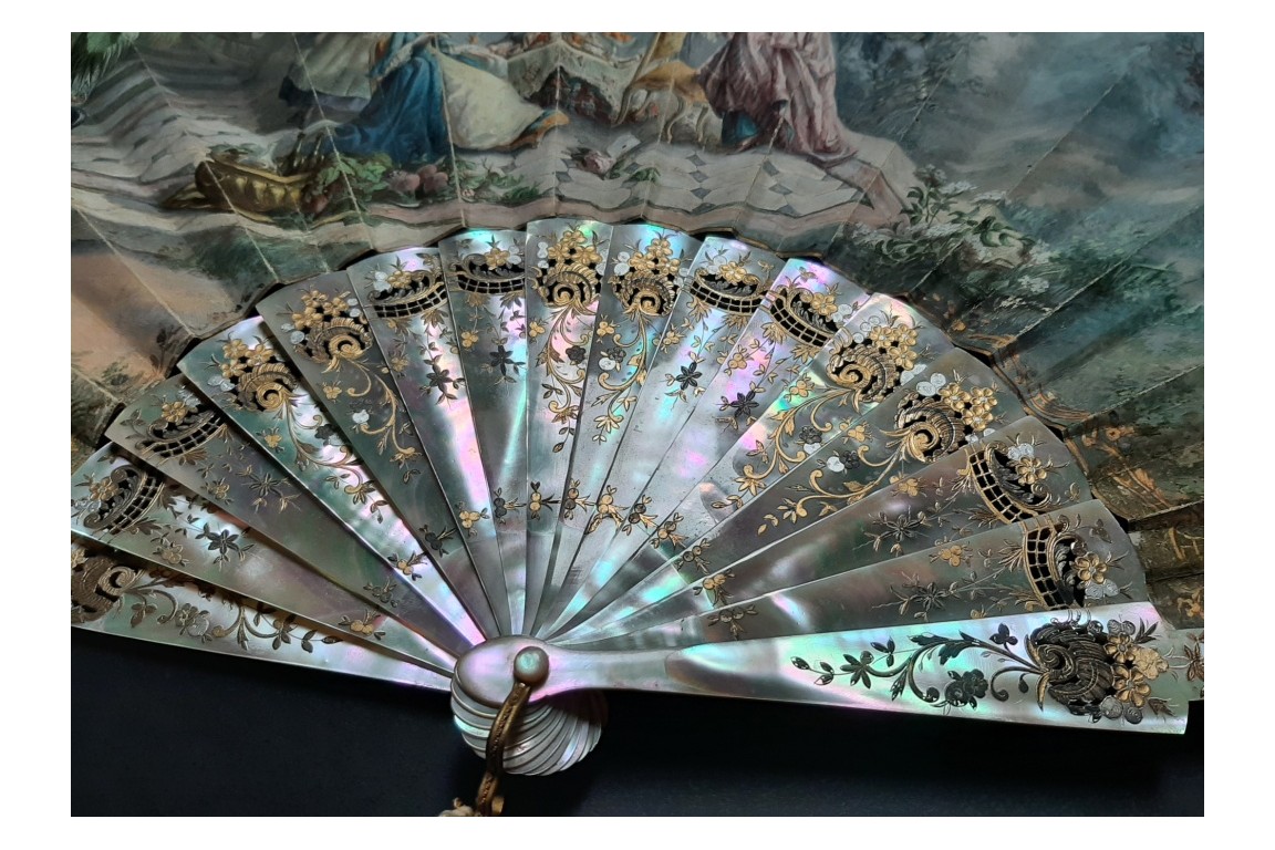 Love for tea time, fan by Galichet and Geslin, late 19th