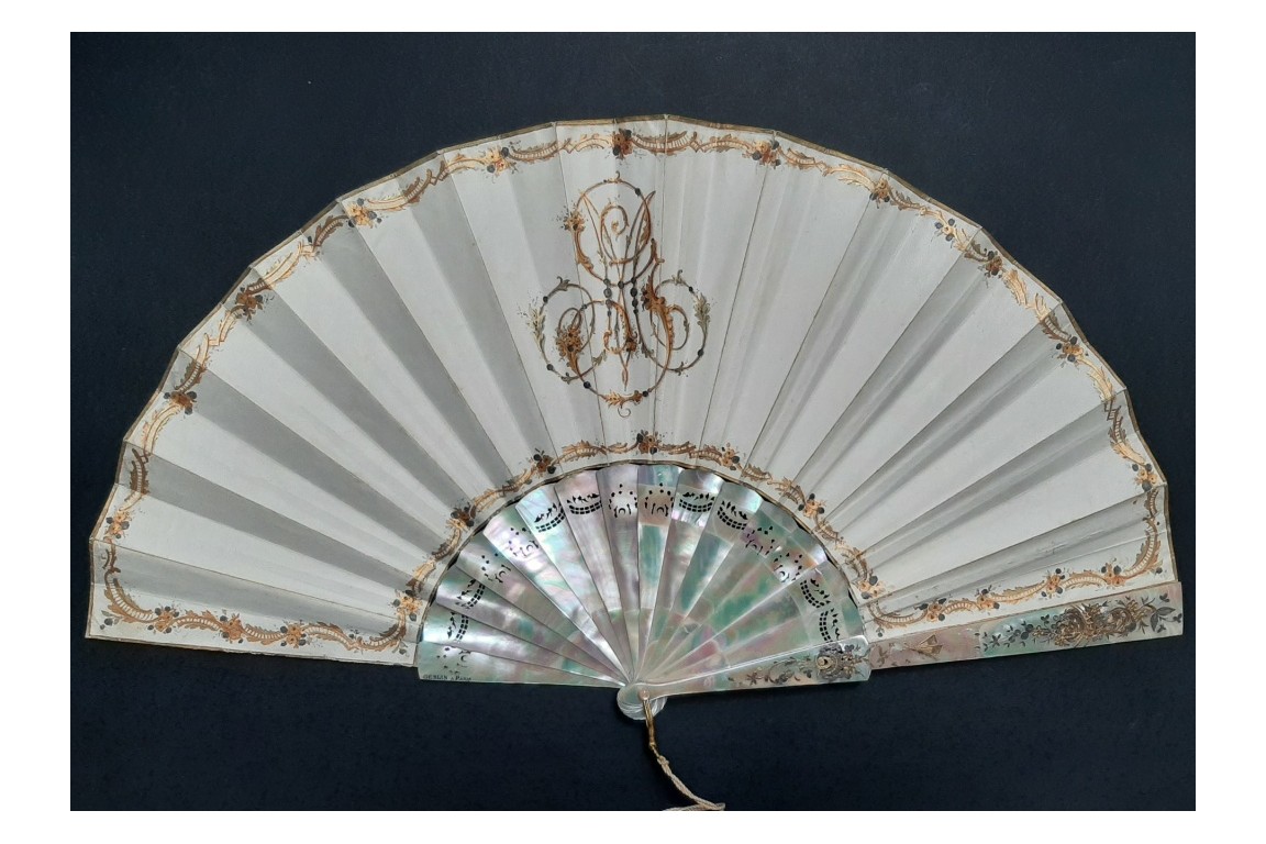 Love for tea time, fan by Galichet and Geslin, late 19th