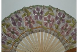 Clematis by Felix Aubert, Courseulles lace fan circa 1902