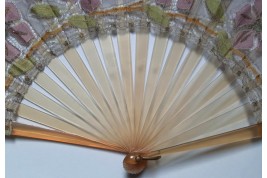 Clematis by Felix Aubert, Courseulles lace fan circa 1902