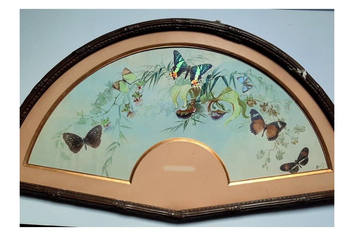 Real butterflies, fan leaf by Gardo and Poulin, circa 1895