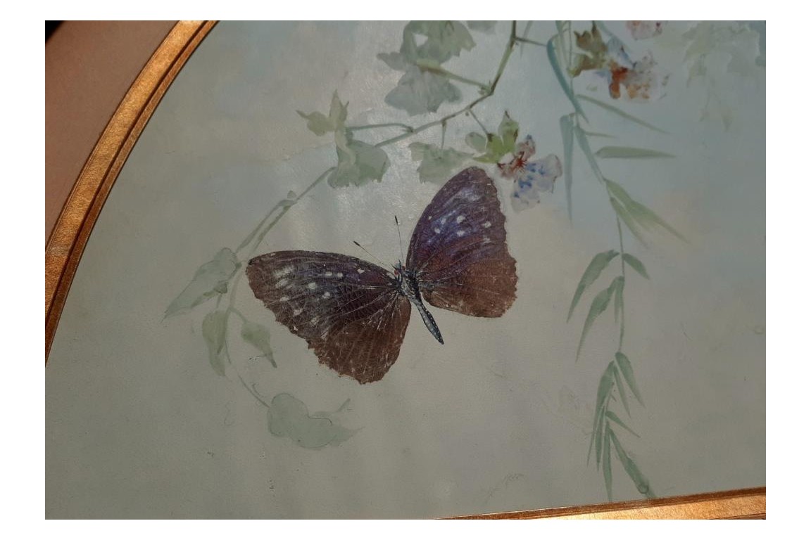 Real butterflies, fan leaf by Gardo and Poulin, circa 1895