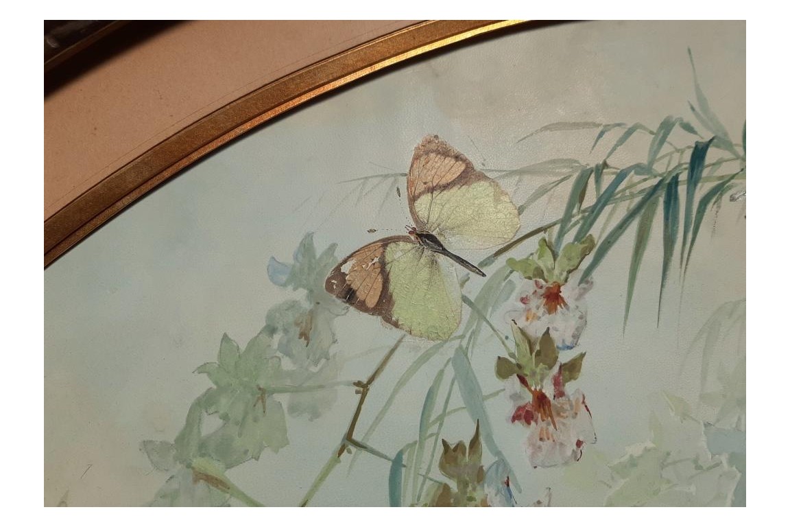 Real butterflies, fan leaf by Gardo and Poulin, circa 1895