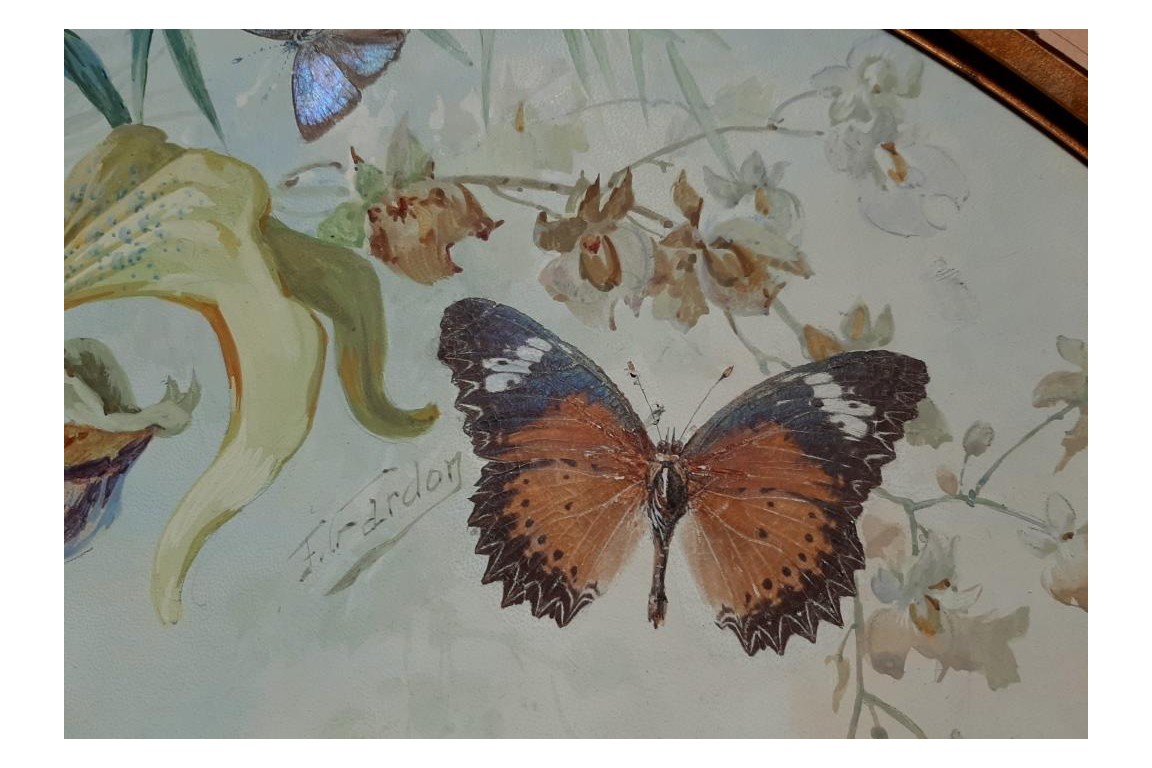 Real butterflies, fan leaf by Gardo and Poulin, circa 1895