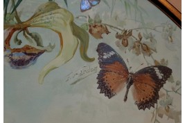 Real butterflies, fan leaf by Gardo and Poulin, circa 1895