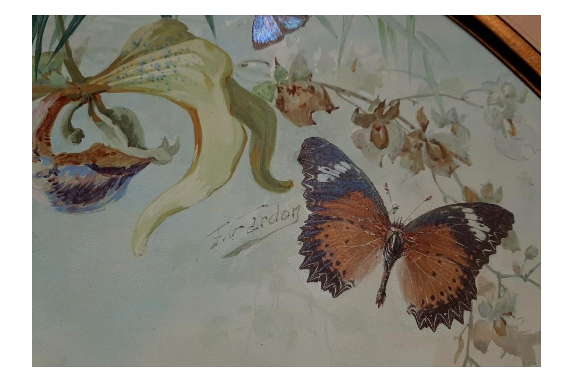 Real butterflies, fan leaf by Gardo and Poulin, circa 1895