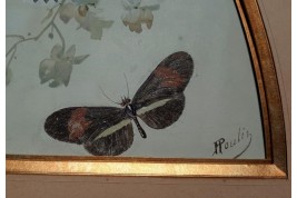 Real butterflies, fan leaf by Gardo and Poulin, circa 1895