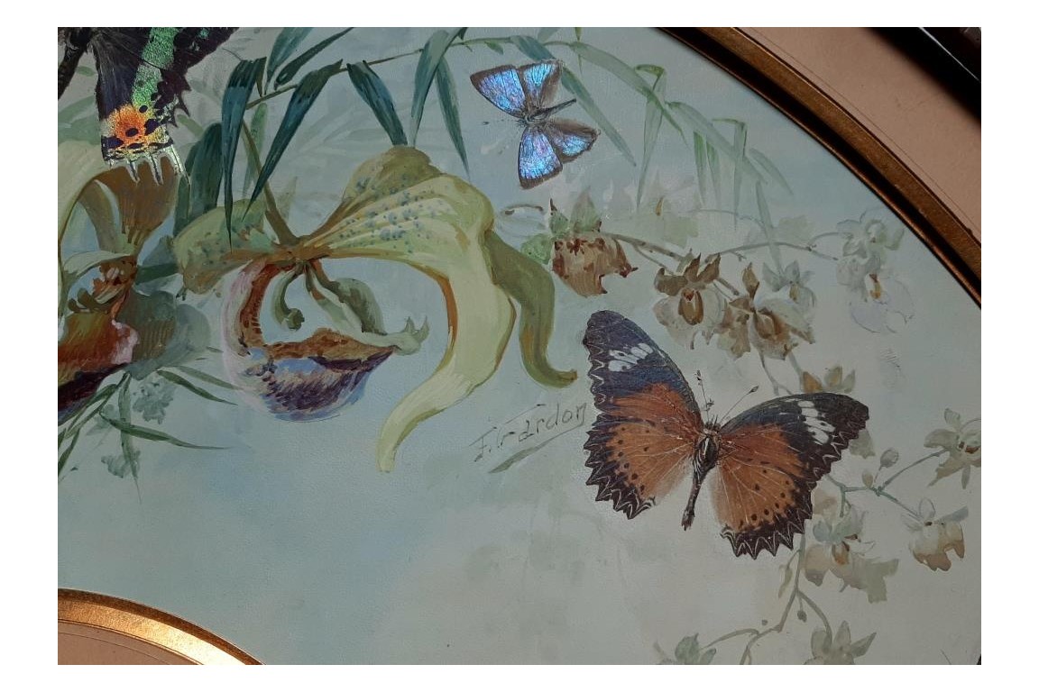 Real butterflies, fan leaf by Gardo and Poulin, circa 1895