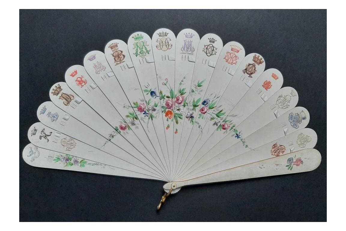 Monograms and coats of arms, late 19th century fan