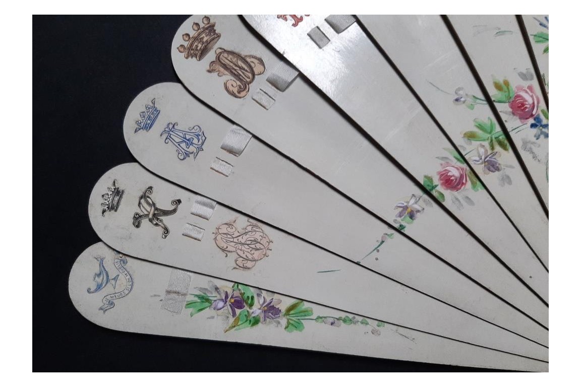 Monograms and coats of arms, late 19th century fan