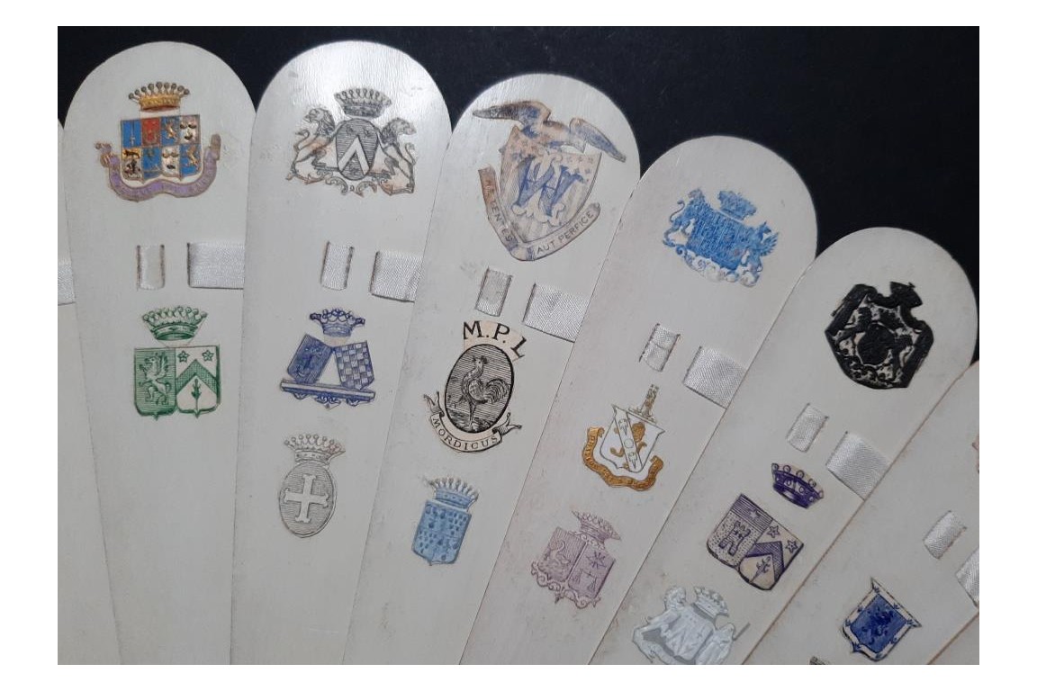 Monograms and coats of arms, late 19th century fan