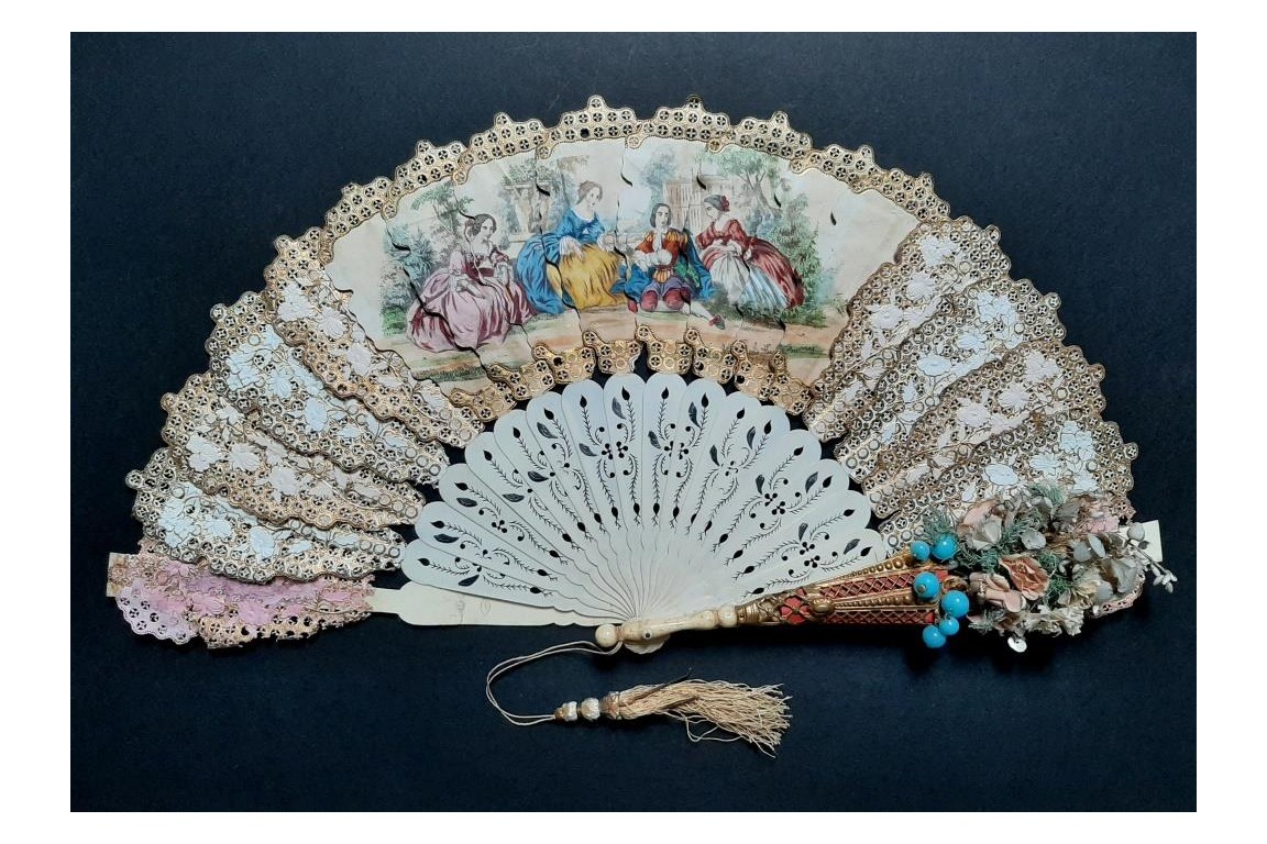 Bouquet fan, circa 1860