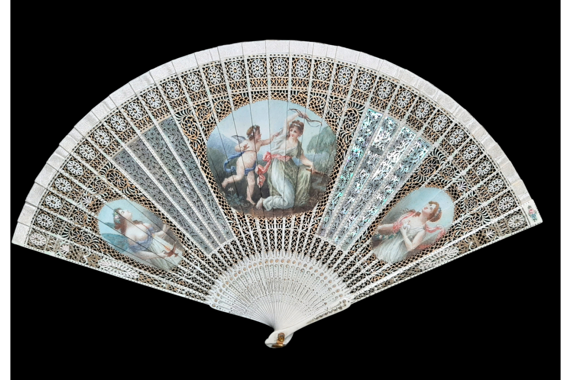 Psyche and Eros, fan circa 1900