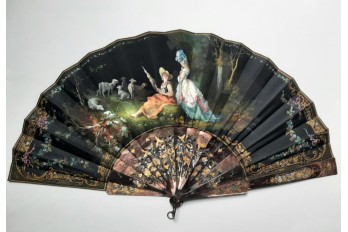 The shepherdess and the marquise, fan of Lasellaz around 1890